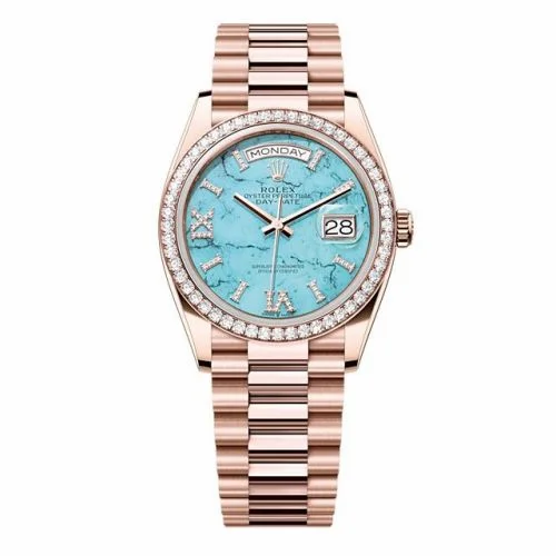 Rolex Day-Date 36 Everose Gold - Diamond / Turquoise / President 128345RBR-0064 (M128345RBR-0064)